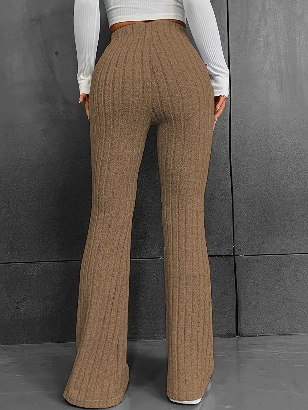 Ribbed High Waist Bootcut Pants Trendsi 6ed7443e-eb8b-4241-956b-c9f3965e4259-Max