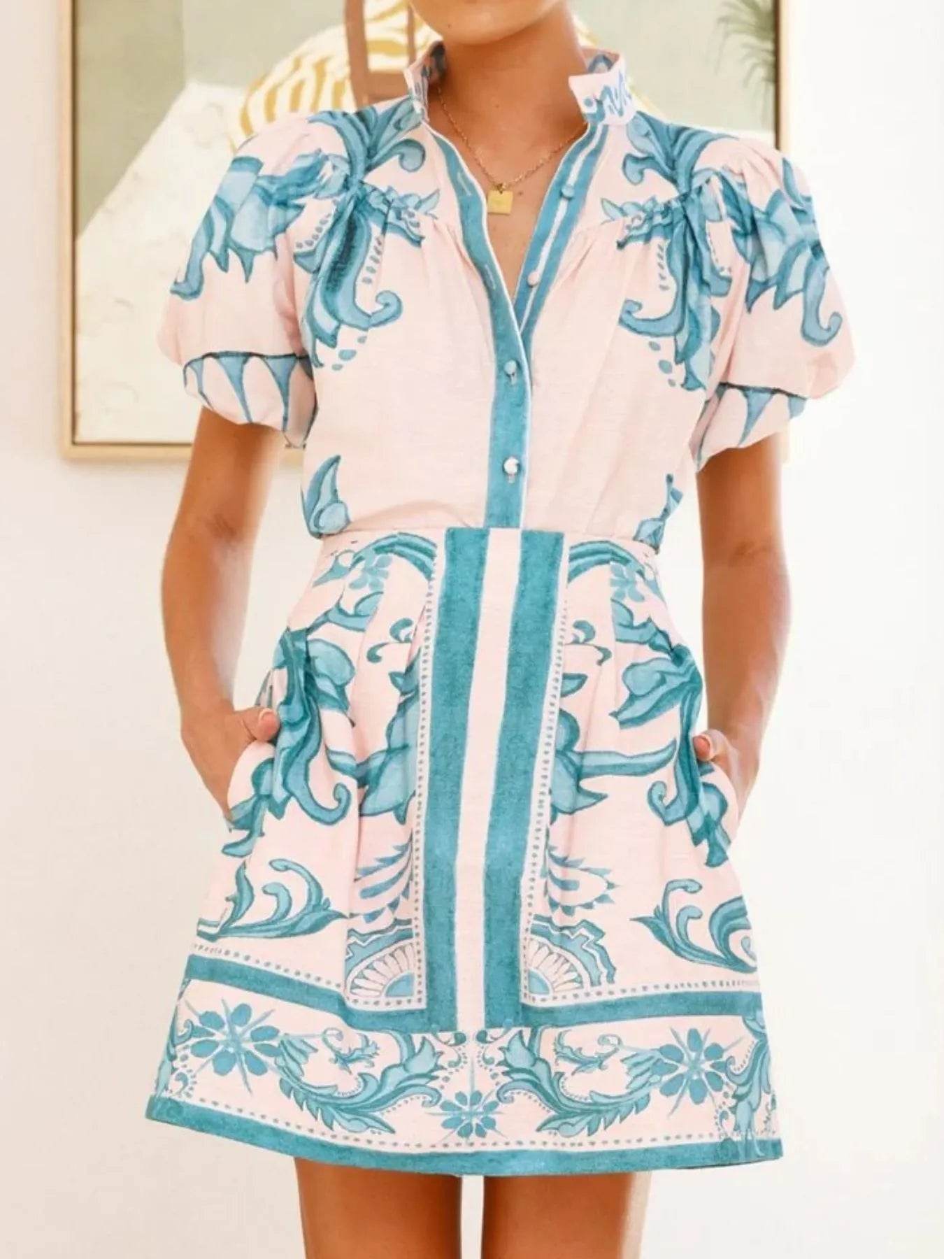 Printed Puff Sleeve Top and Skirt Set Trendsi 6f107322-26bc-4aa0-bb16-1c44b34303a0-Max-Origin