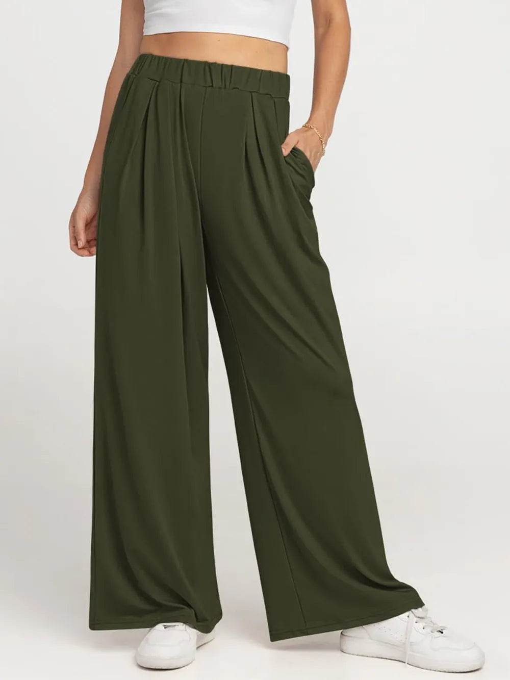 Elastic Waist Wide Leg Pants Army Green Trendsi 6f1b3820-66aa-4c11-a39e-c0237decd08c-Max