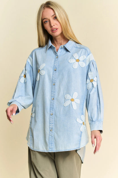 Davi & Dani Lightweight Washed Daisy Patch Waffle Knit Shirt Trendsi 6f217bd0d0ee41598e2e577de0df13aa-Max-Origin