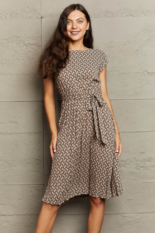 Perfee Round Neck Tie Waist Dress Camel Trendsi 6f315102830942068a87837cbc891ee0-Max