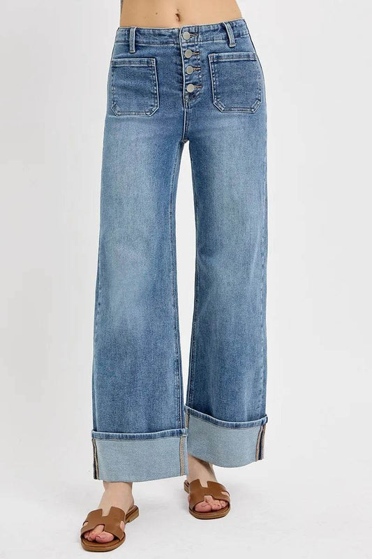 RISEN High Rise Ankle Wide Button Patch Pocket Cuffed Jeans MEDIUM Trendsi 6f3388f279714a5f9ce72e61fd4be51b-Max-Origin