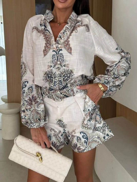 Printed Long Sleeve Shirt and Shorts Set Grey Trendsi 6f384272-0639-44df-9b8a-5ce9c186a819-Max-Origin