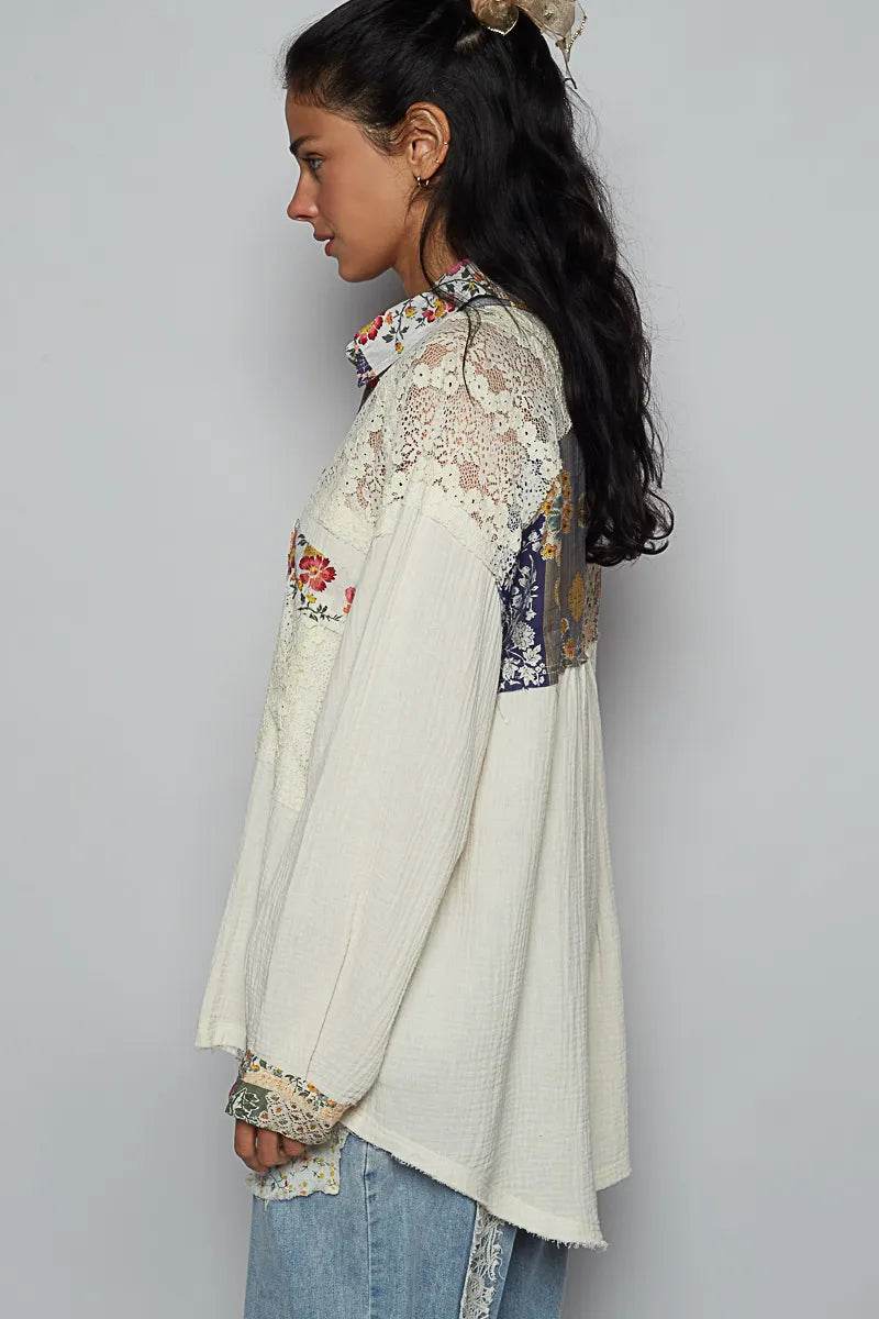 POL Lace Patchwork Floral Trim Long Sleeve Shirt Trendsi 6fa0ab73-5a5e-427c-9045-54cdf36359c3-Max-Origin