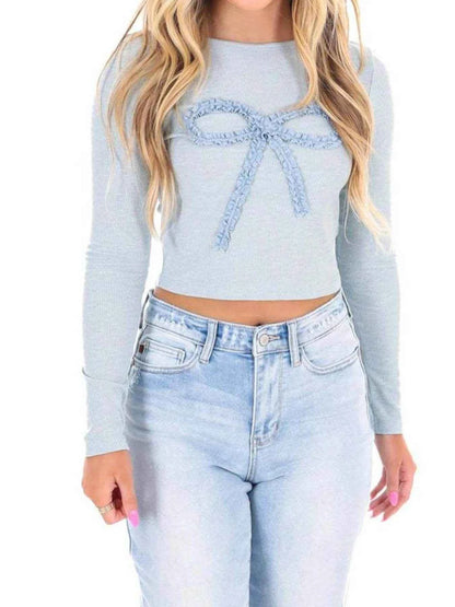 Bow Long Sleeve Fitted T-Shirt Trendsi 6fca3e20-ecbe-4399-8483-0c34cadd1ffd-Max-Origin