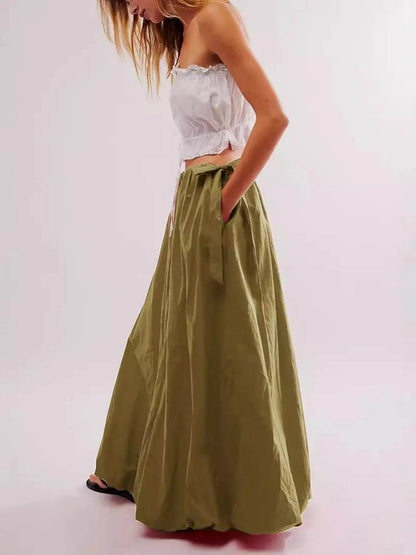 Side Bow Maxi Skirt with Pockets Trendsi 6ff090100e3046f9bf8e5bede9dd7a99-Max-Origin