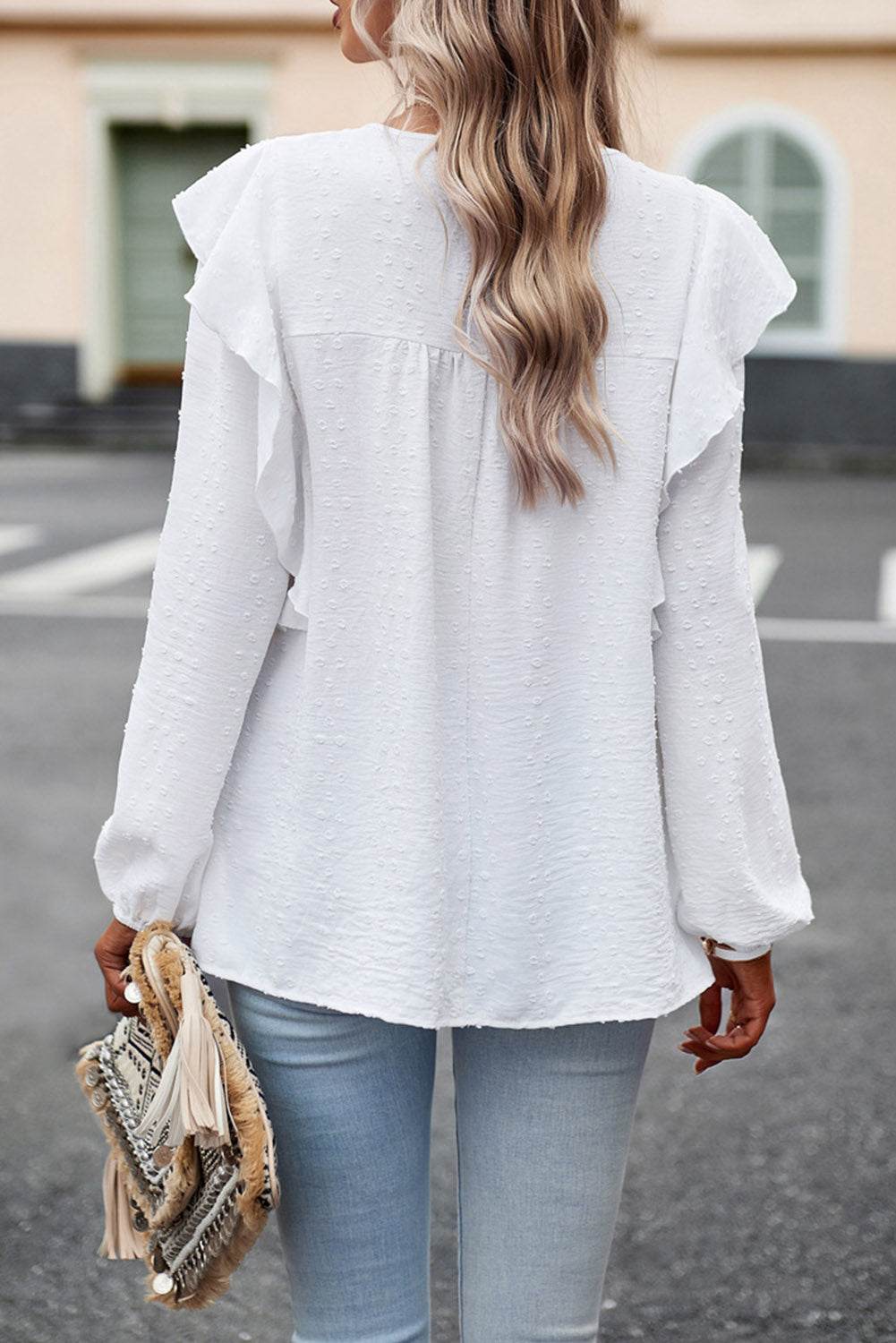 Round Neck Ruffled Blouse Trendsi 70107143c0194d34b251762950babb39-Max