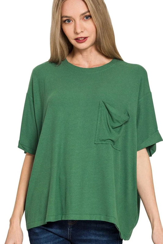 Zenana Oversized Ribbed Round Neck Short Sleeve Tee DK GREEN Trendsi 7024c5cb-e967-4113-bcd6-5a3a7a5f03c8-Max-Origin