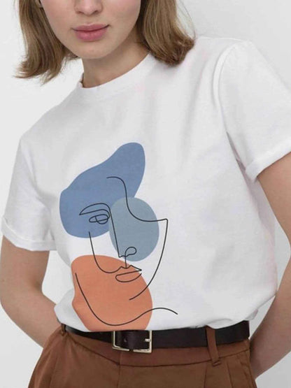 Abstract Face Graphic Casual Round Neck T-Shirt Trendsi 702874b7-30ed-4a27-83f1-ac58c9dc4dfa-Max-Origin