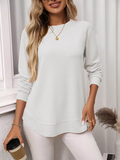 Long Sleeve Round Neck T-Shirt Trendsi