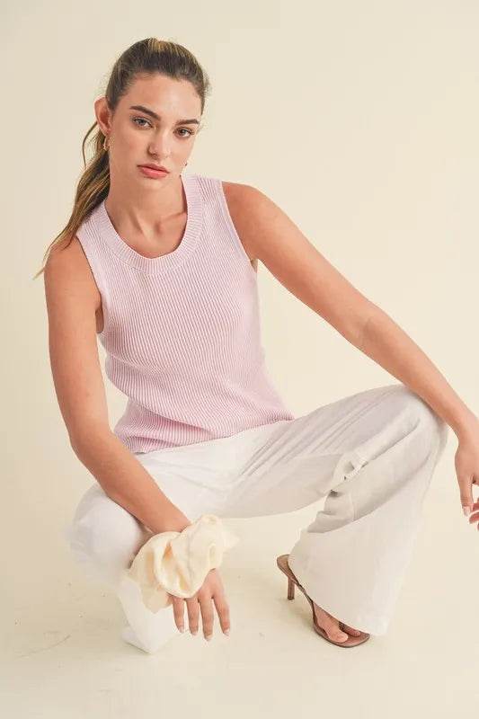 Aemi + Co Ribbed Round Neck Knit Tank Trendsi 70be057b-ddf9-4469-ae02-1658f2adf970-Max