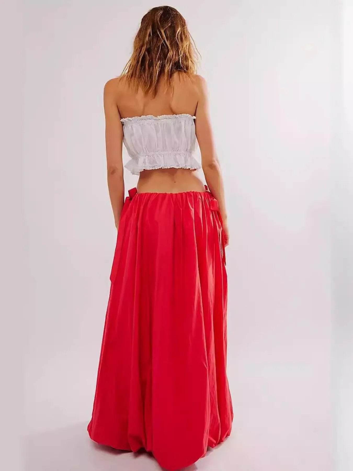 Side Bow Maxi Skirt with Pockets Trendsi 70ff400e2a4e432dbfb45c55553f9455-Max-Origin