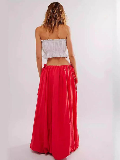 Side Bow Maxi Skirt with Pockets Trendsi 70ff400e2a4e432dbfb45c55553f9455-Max-Origin