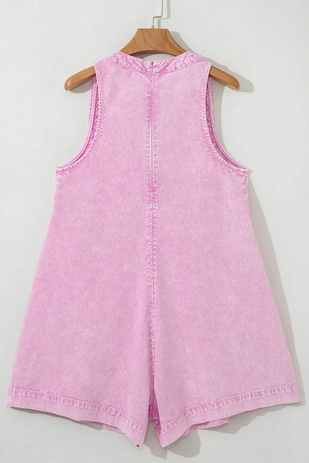 Mineral Wash Pleated Bust V Neck Sleeveless Denim Romper Trendsi 713f477c-c103-4f30-b2b3-731d7fa86ccf-Max-Origin