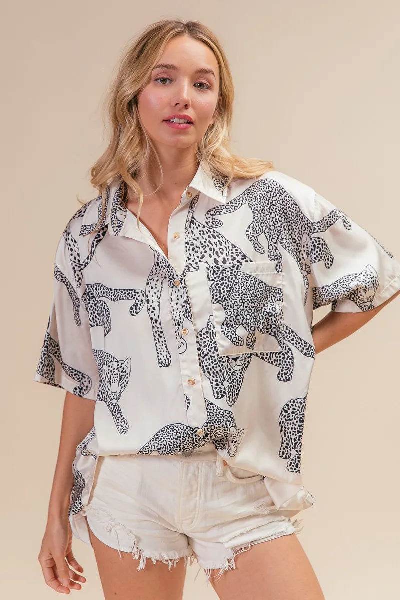 BiBi Leopard Print Short Sleeve Silky Satin Shirt Top Trendsi 714a37cb3bc848958d1972fcc465683a-Max-Origin