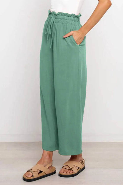Drawstring Paperbag Waist Wide Leg Pants Trendsi 718e8184-210a-4f8b-bfa6-bc3a063d1c46-Max
