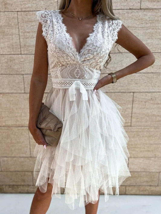 Lace V-Neck Ruffle Dress White Trendsi 71a9a5d1-0643-4f9e-beb0-d6cb79958e6d-Max-Origin