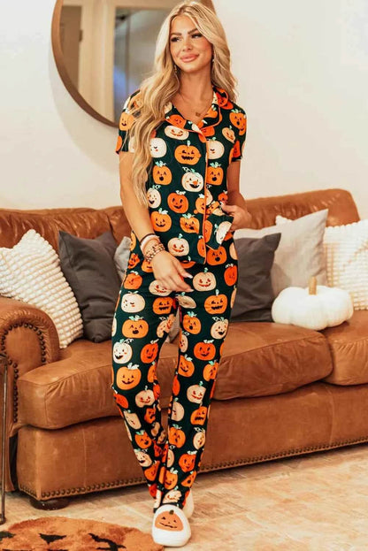 Pumpkin Printed Short Sleeve Top and Pants Lounge Set Trendsi 71d33475-1c36-4abe-ac5e-060230e6029d-Max
