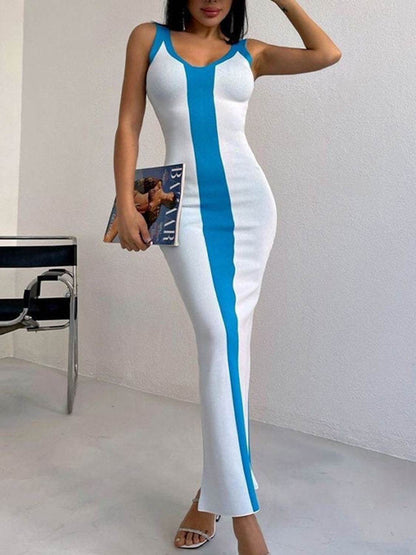 Contrast Wide Strap Slit Midi Dress White Trendsi 71d79164a410445bb9d9db6533abd0d1-Max