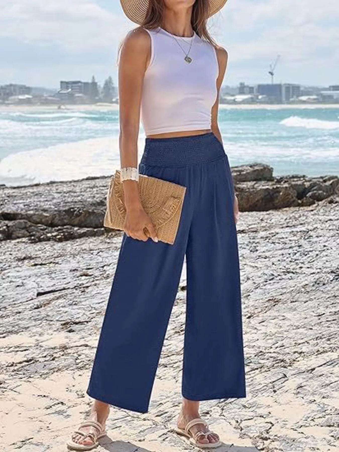 Wide Leg Smocked High Waist Pants Trendsi 71e4027081334011bf6df72720a97edb-Max-Origin