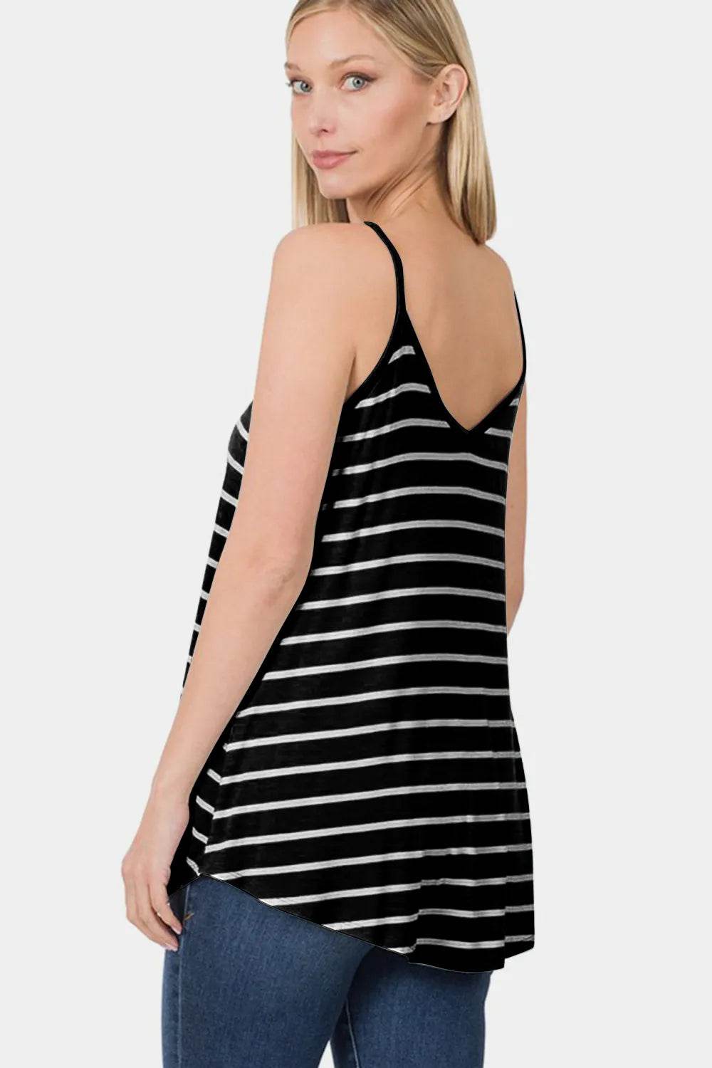 Zenana Striped V-Neck Curved Hem Cami Trendsi 71eb1b09-d25c-4252-a3c0-24f2dcb74535-Max