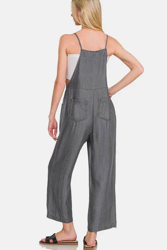 Zenana Washed Adjustable Strap Wide Leg Denim Overalls Trendsi 7205e593-e403-41d8-aab4-5db803e33976-Max