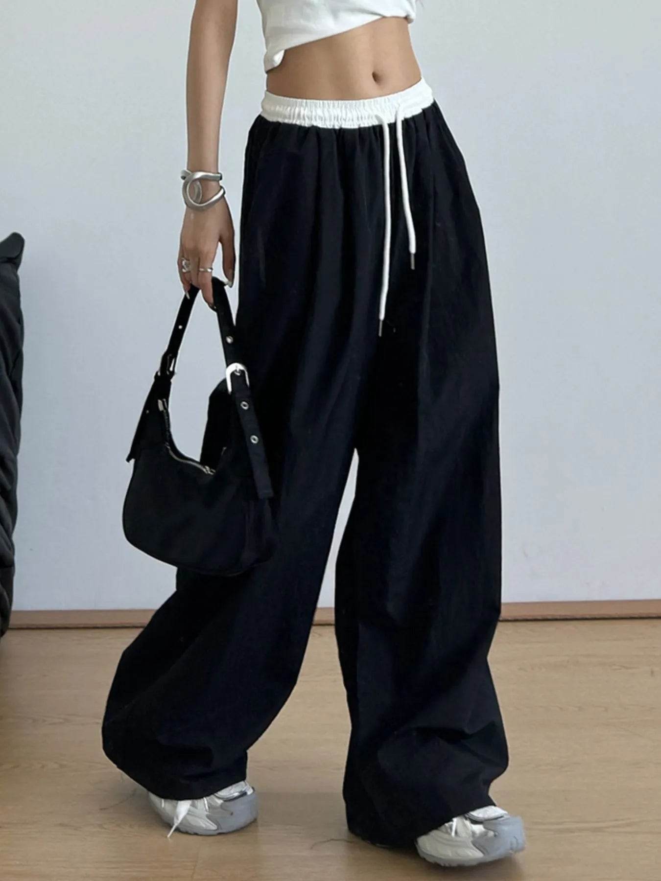 Wide Leg Drawstring Casual Pants Black Lengthened Trendsi 723ba0e3-9e5e-426a-a55a-f41552a6dcce-Max-Origin