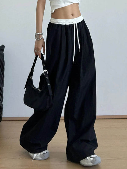 Wide Leg Drawstring Casual Pants Black Lengthened Trendsi 723ba0e3-9e5e-426a-a55a-f41552a6dcce-Max-Origin