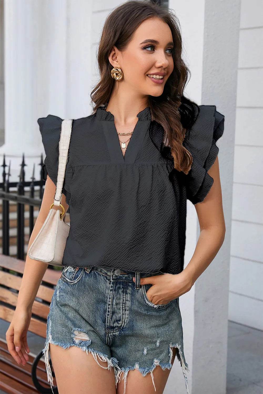 Notched Neck Butterfly Sleeve Blouse Trendsi 7277d790-49ad-4634-92b0-9f6a20645e68-Max