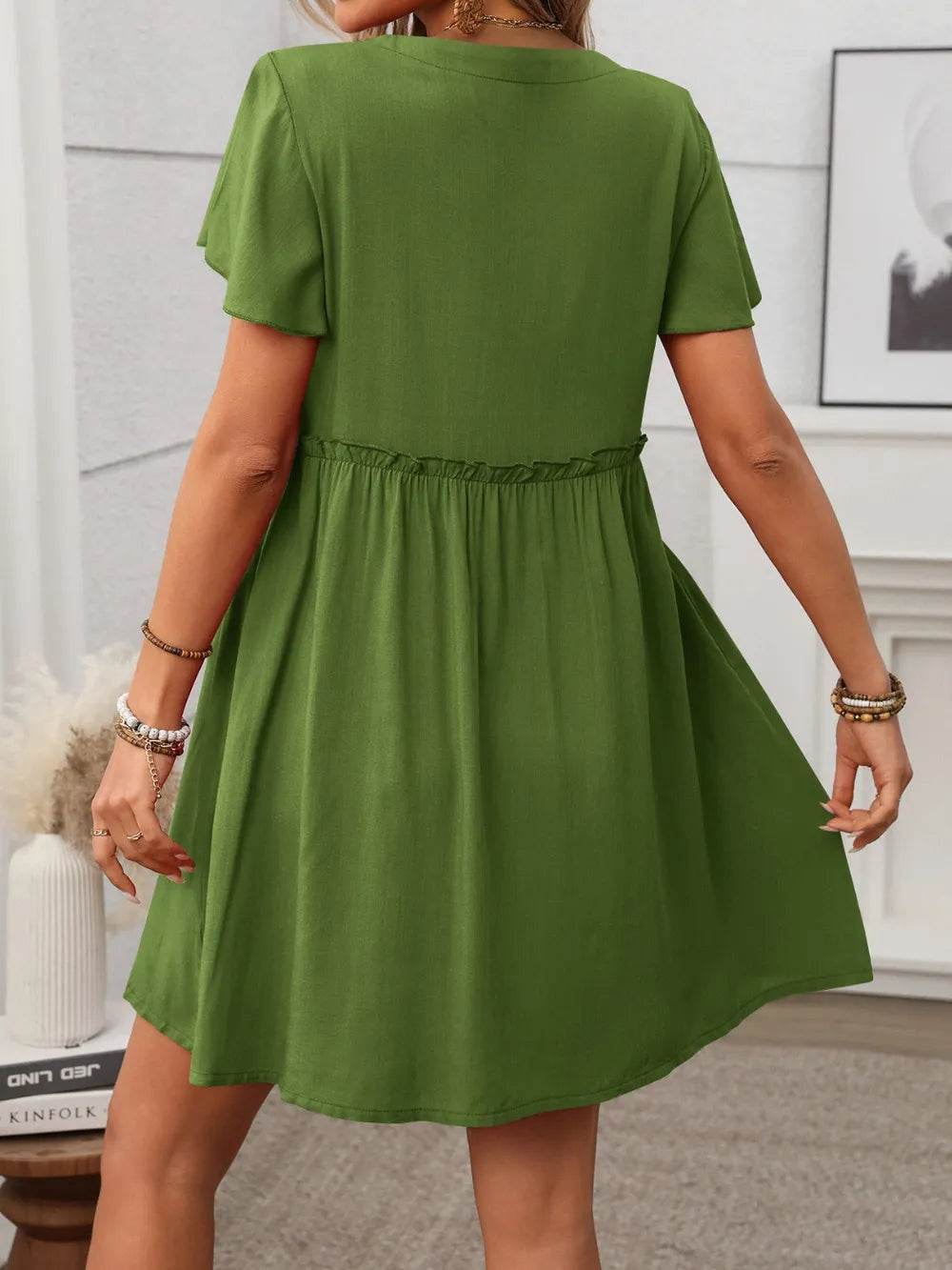 Button Front Flutter Sleeve Dress Trendsi 727edb08-4190-4235-ac5a-0701ca98f3bc-Max