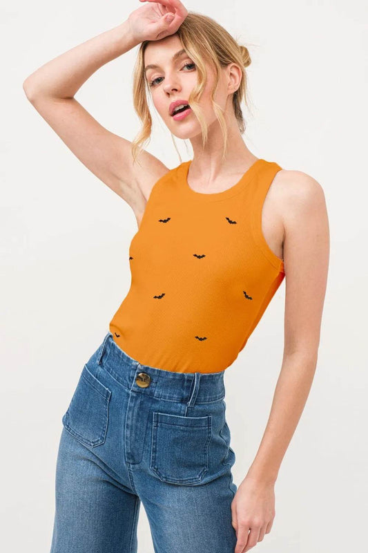 And The Why Bat Embroidered Ribbed Tank Orange Trendsi 72819c24-0109-4f22-910c-4f5464e36f90-Max
