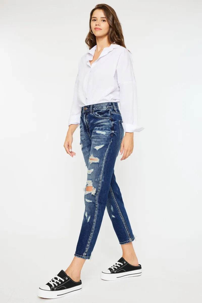 Kancan High Rise Distressed Mom Fit Jeans Trendsi 7284c9e1225445a8975a7f1007665161-Max-Origin