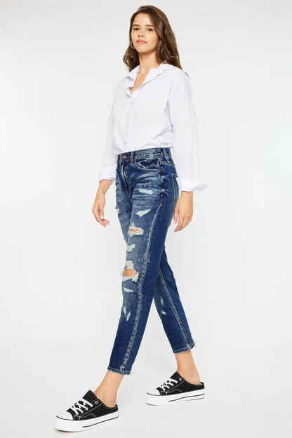 Kancan High Rise Distressed Mom Fit Jeans Trendsi 7284c9e1225445a8975a7f1007665161-Max-Origin