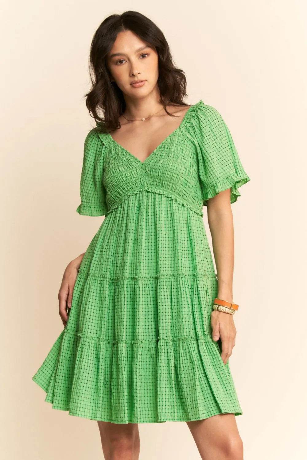 Davi & Dani Jacquard Checker Smocking Tiered Dress Trendsi 729ee454-909e-4ad0-95e9-62e6f7657d19-Max-Origin