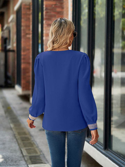 V-Neck Long Sleeve Blouse Trendsi 72ace614f4a04956b850a8157b1f64a6-Max