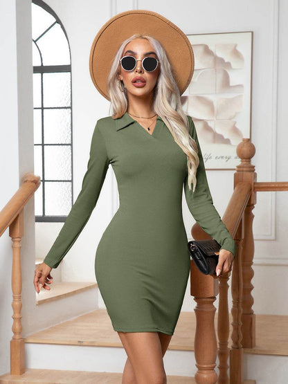 Johnny Collar Long Sleeve Mini Dress Army Green Trendsi 72b78c07080d42bf9ca2f599bfda02a3-Max