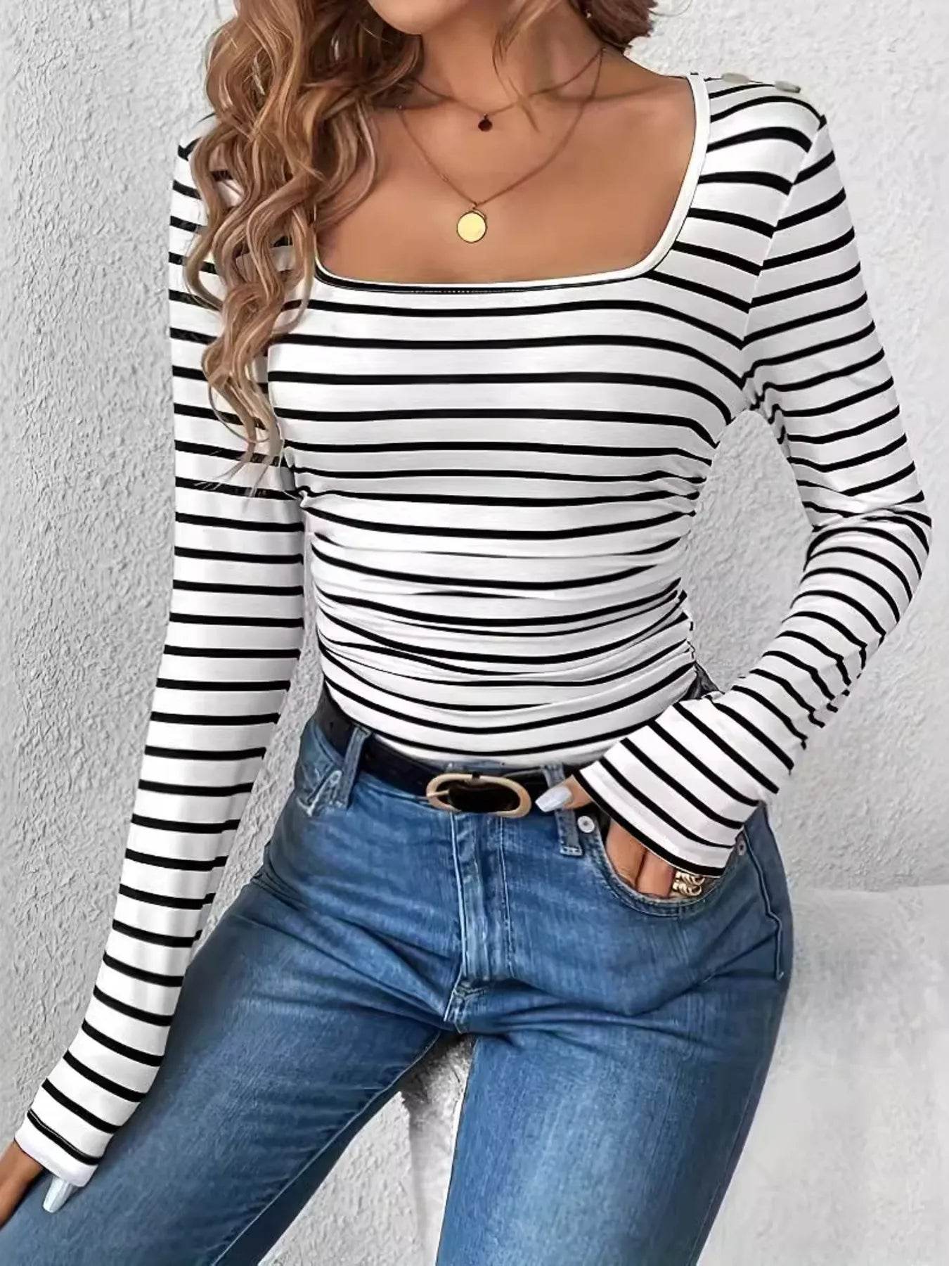 Striped Square Neck Long Sleeve T-Shirt Trendsi 72d895d20ca547a79bb318a8816a6bf3-Max-Origin