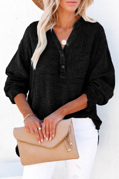 Buttoned Long Sleeve Blouse Trendsi 7346819a61bf4a62b367d0255e36d3e7-Max