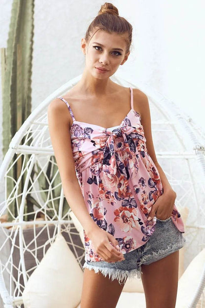 BiBi Floral Printed Jersey Knit with Tie Ribbon Front Trendsi 734e3fe3cab94825a0e9f323833142ed-Max-Origin