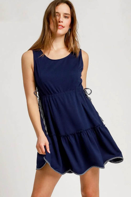Umgee Frill Drawstring Waist Round Neck Mini Tank Dress Dark Navy Trendsi 7354ed5f-990b-4738-9f45-e6af65e1736e-Max-Origin