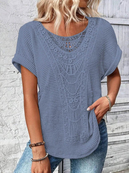 Crochet Lace Short Sleeve Casual T-Shirt Trendsi 735df9b3-6e6c-4afc-8456-2bca134ca328-Max-Origin