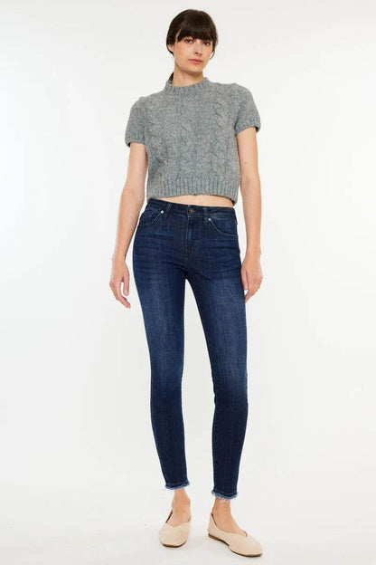 Kancan High-Rise Slim Fit Raw Hem Ankle Jeans Trendsi 736b4b0d02404759a3b237c19f166c8f-Max-Origin