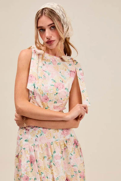 SO ME Floral Printed Woven Shoulder Bow Tie Top and Skirt Set Trendsi 736fd3bdf8374ecd839c66d550457e80-Max-Origin