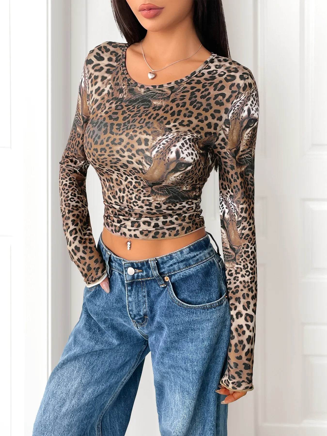 Leopard Print Long Sleeve Fitted T-Shirt Trendsi 7386588ca5114b618aaf65854ae0760a-Max-Origin