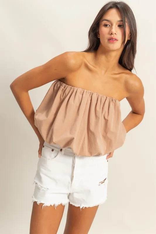 HYFVE Trendy Strapless Bubble Top DARK TAUPE Trendsi 73c399996c7d4d3ca556bd0c25012f88-Max-Origin