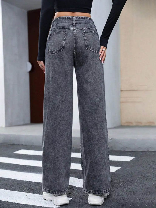 Tied Straight Leg Jeans with Pockets Trendsi 74031ebc-6068-4957-9f91-0d3bd85e6882-Max