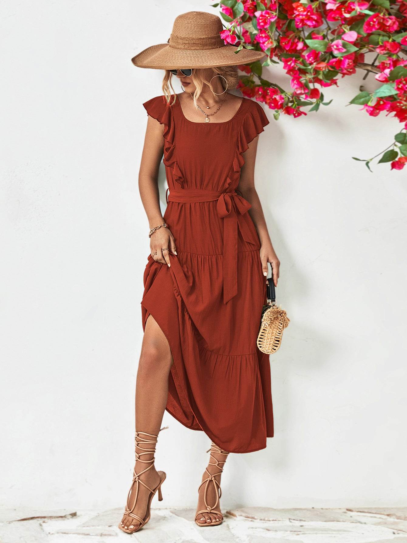 Tie Belt Ruffled Tiered Dress Trendsi 742634cbc5ef4c0fa02f20d899c35cac-Max