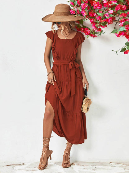 Tie Belt Ruffled Tiered Dress Trendsi 742634cbc5ef4c0fa02f20d899c35cac-Max