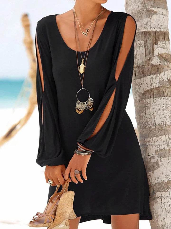 Cutout Long Sleeve Round Neck Dress Black Trendsi 742e00d2a9204743a4dbfca57cd7ca5e-Max