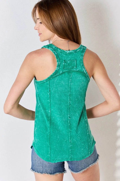 Zenana Washed Racerback V-Neck Tank Trendsi 7453bb7b-959e-4d4b-93c4-a67393423c33-Max